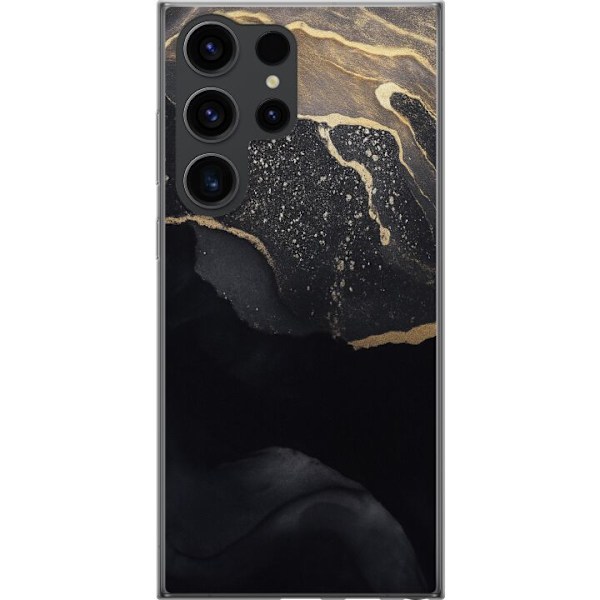Samsung Galaxy S24 Ultra Gennemsigtig cover Sort guld abstrakt