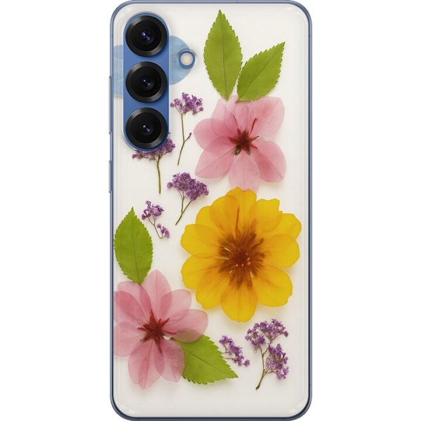 Samsung Galaxy S25+ Genomskinligt Skal Pressade blommor
