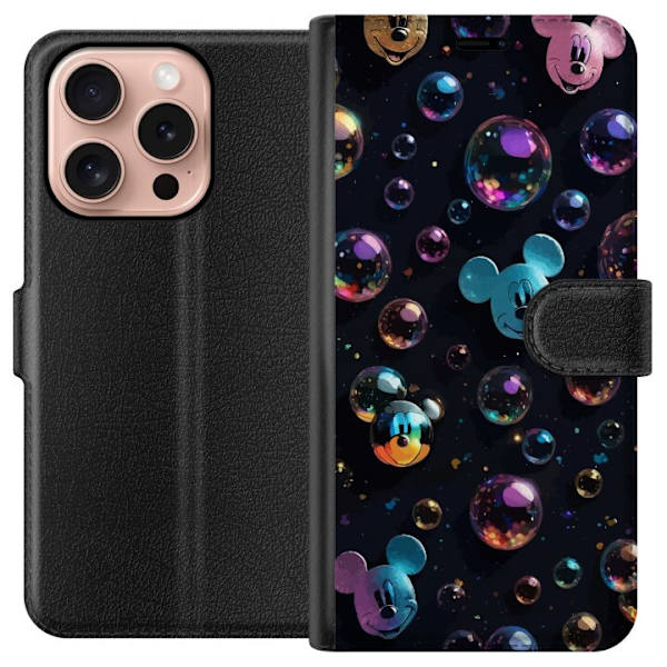 Apple iPhone 16 Pro Lompakkokotelo  Mikki Hiiri Disney Kuplat Suunnittelu Hauska Motiivi Suosittu Disney-hahmo Piirrossarja Lasten Klassikko