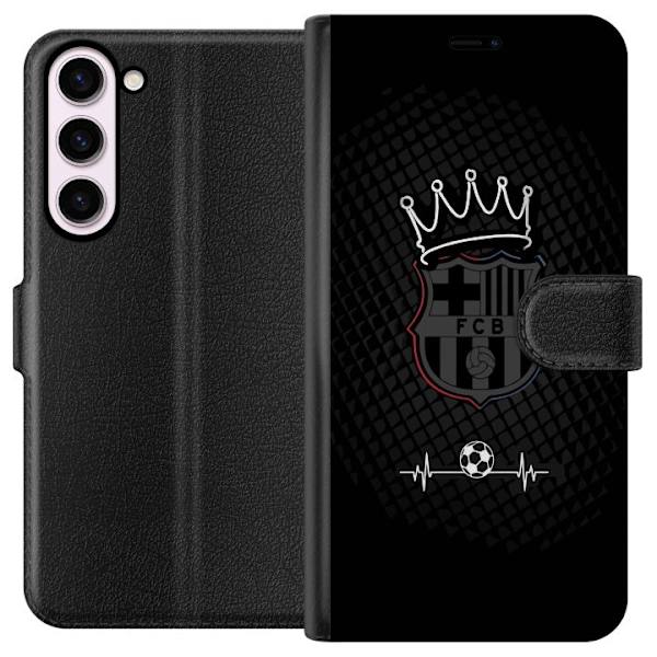 Samsung Galaxy S23+ Tegnebogsetui FC Barcelona Emblem Fodboldmotiv Blå Rød Klubmærke Catalonien La Liga Fans Populært Ikonisk