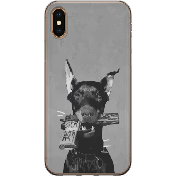 Apple iPhone XS Läpinäkyvä kuori Harmaa Koira Graafinen Suunnittelu Kovan Eläinaiheen Katutaide Urbaani Trendi Koiran Ystävä Tyyli Suosittu Aihe