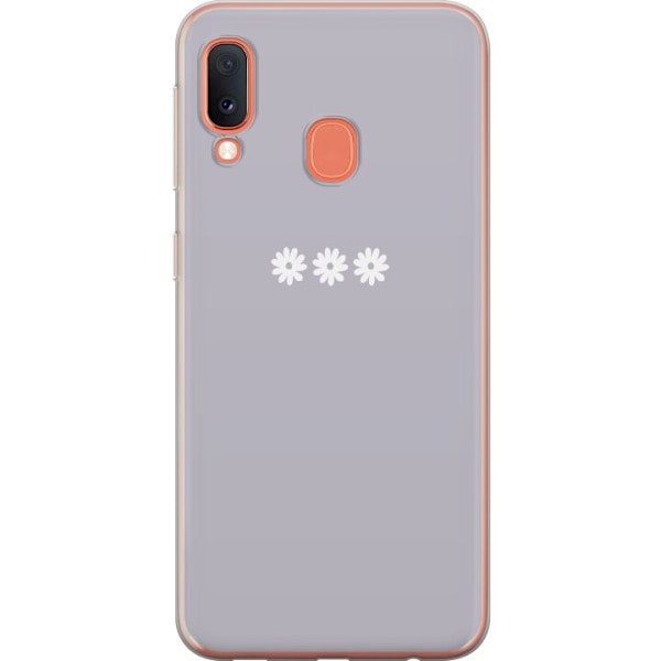 Samsung Galaxy A20e Läpinäkyvä kuori Lila Blomminimalismi -
