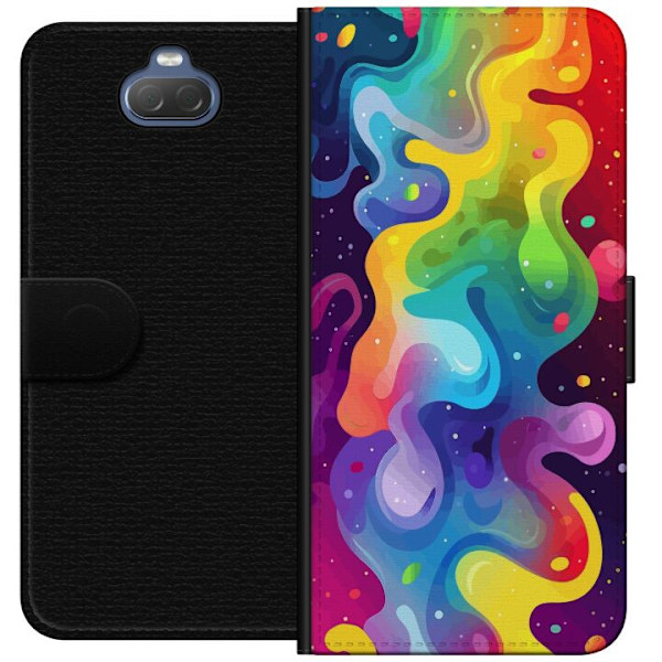 Sony Xperia 10 Plus Tegnebogsetui Farvesplask Abstrakt Kunst Design Farverigt Mønster Moderne Populær Vægkunst Grafisk Trend