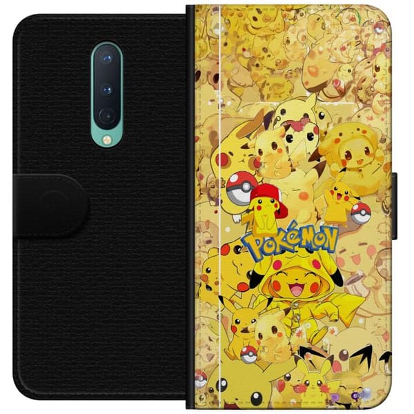 Kompatibel Tegnebogsetui til OnePlus 8 Sød Pikachu-collage med Pokémon-tema i bløde gule nuancer gul