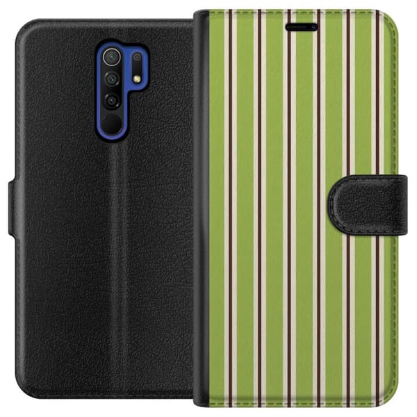 Kompatibelt Plånboksfodral till Xiaomi Redmi 9 Matcha Stripe grön