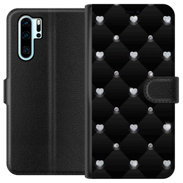 Kompatibel Tegnebogsetui til Huawei P30 Pro Diamant Hjerte
