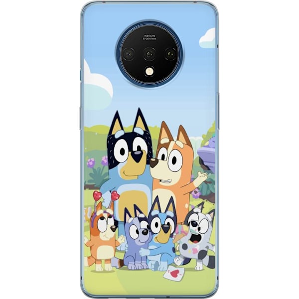 OnePlus 7T Genomskinligt Skal Bluey mobilskal med hela familjen i färgglad design