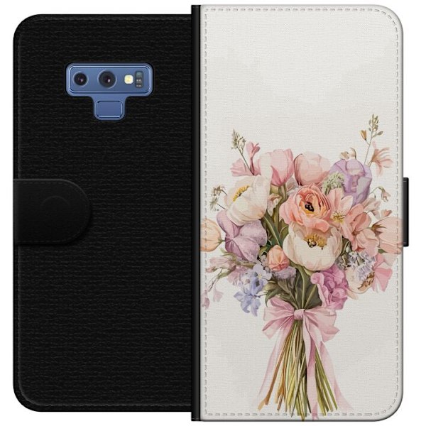 Samsung Galaxy Note9 Lompakkokotelo Kännykkäkuori värikkäällä kukkakimpulla romanttisessa tyylissä