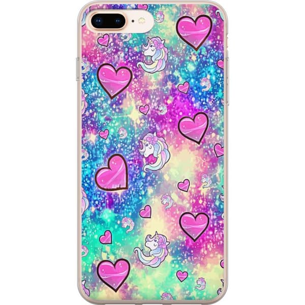 Kompatibel Mobilcover til Apple iPhone 8 Plus Unicorn og Hjerter