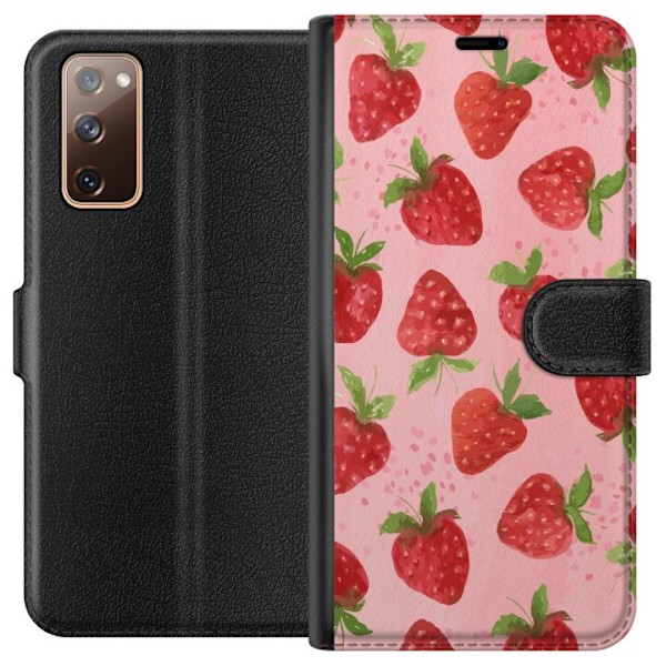 Samsung Galaxy S20 FE Tegnebogsetui Jordbærdrømme - Retro-stil jordbærmønster