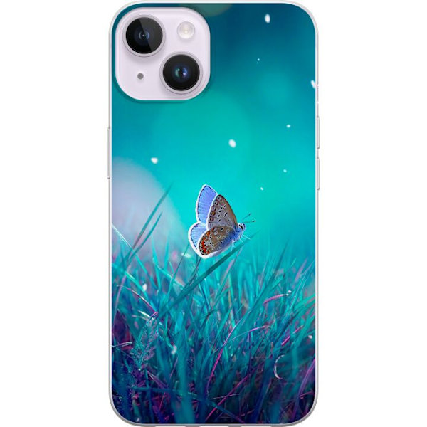 Apple iPhone 15 Genomskinligt Skal Blå fjäril