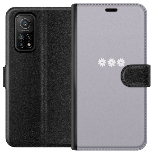 Xiaomi Mi 10T Pro 5G Plånboksfodral Lila Blomminimalism – stilrent blommotiv på lila bakgrund