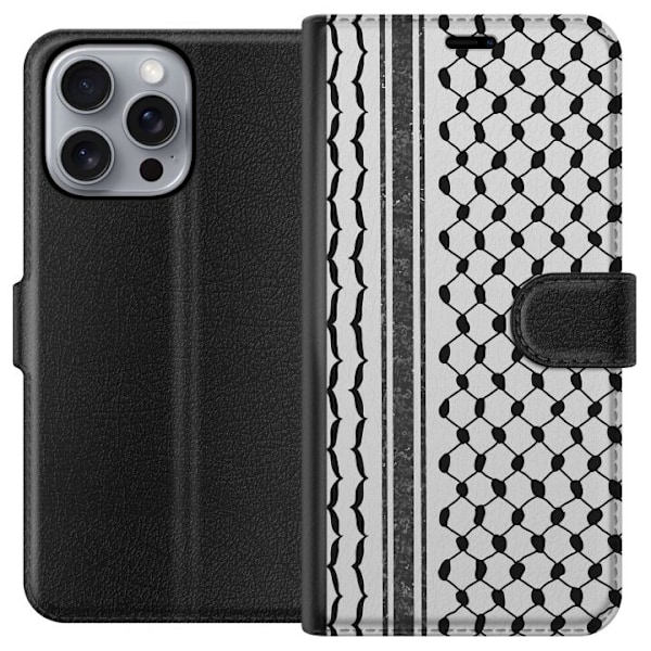Apple iPhone 16 Pro Max Lompakkokotelo Palestiinalainen kuvio - perinteiseen tyyliin inspiroima keffiyeh-kangas