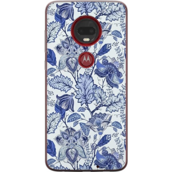 Motorola Moto G7 Plus Gennemsigtig cover Blomster Blå...