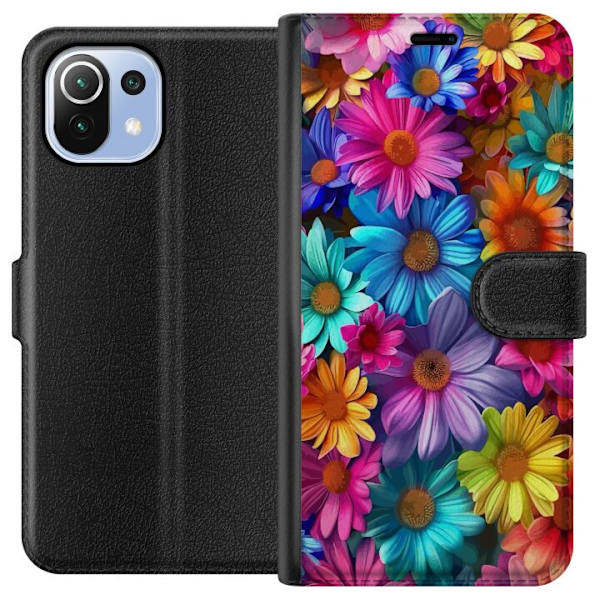Xiaomi Mi 11 Lite Lommeboketui Gerbera Blomster Fargerikt Dekor Blomstmotiv Populær Hjemmedekorasjon Fargerik Veggbilde Design