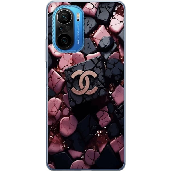 Xiaomi Poco F3 Genomskinligt Skal Chanel Black and Pink