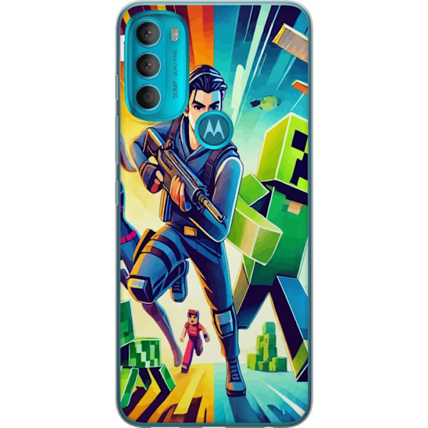 Motorola Moto G71 5G Genomskinligt Skal Fortnite vs Minecraft