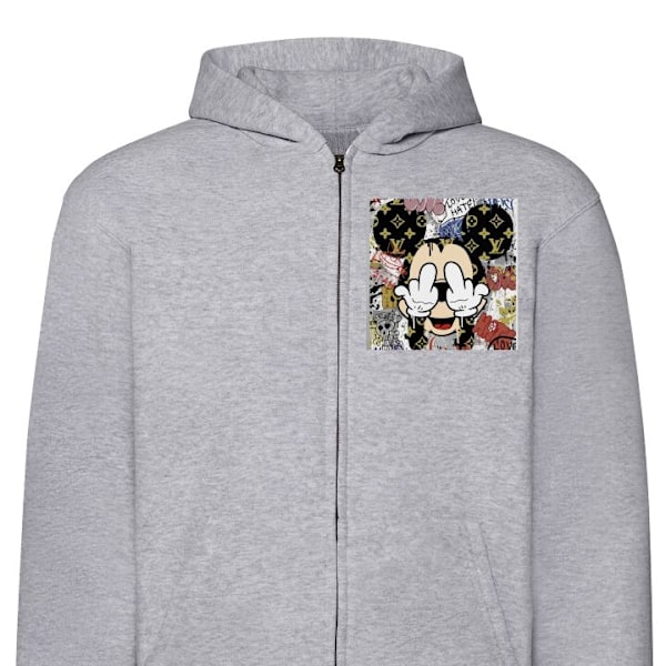 Zip-Hoodie | Hættetrøje med Lynlås til Voksne Mickey Mouse grå XXL