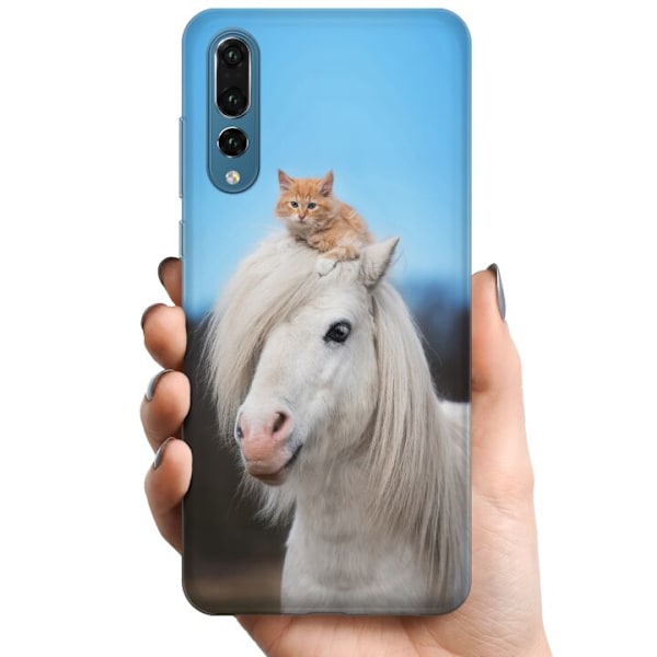 Huawei P20 Pro TPU Matkapuhelimen kuori Hevonen & Kissan