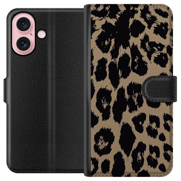 Apple iPhone 16 Tegnebogsetui Leopard