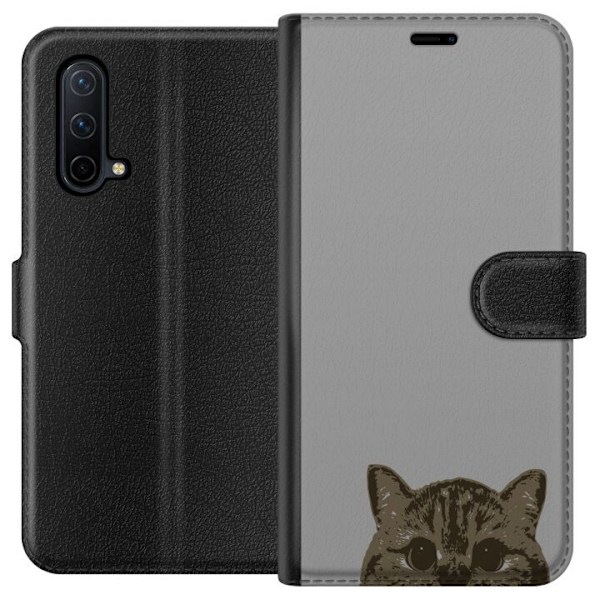 OnePlus Nord CE 5G Lommeboketui Grå Kattblikk - stilren katte design med grå bakgrunn