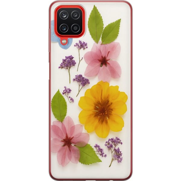 Samsung Galaxy A12 Genomskinligt Skal Pressade blommor