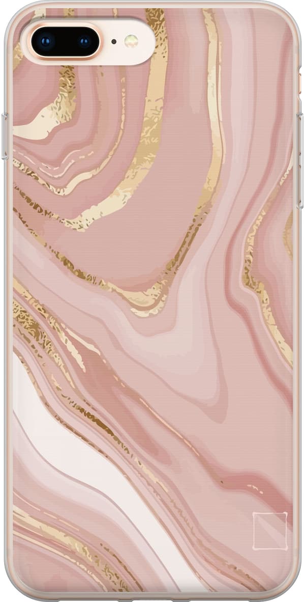 Kompatibel Mobilcover til Apple iPhone 8 Plus Lyse Rosa Marmor