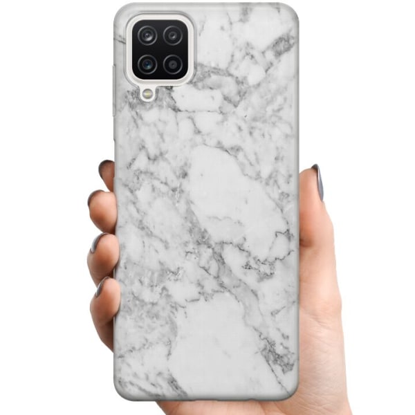 Samsung Galaxy A12 TPU Mobilcover Marmor Hvid