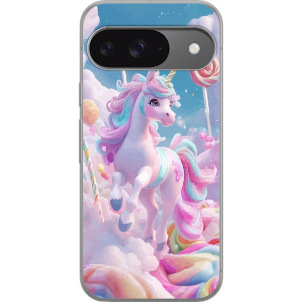 Google Pixel 9 Pro Läpinäkyvä kuori Yksisarvinen Candy Pastel Kawaii Suunnittelu Söpö Suosittu Väri Graafinen Trendi Lapsen Teema Fantasia Taide