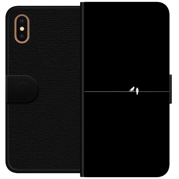 Apple iPhone XS Max Lompakkokotelo Minimalistiset linnut musta
