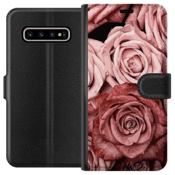 Samsung Galaxy S10+ Lompakkokotelo Ruusut