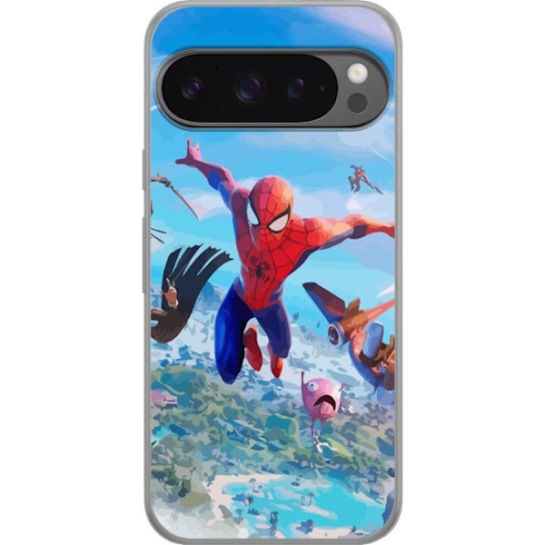 Google Pixel 9 Pro XL Genomskinligt Skal Fortnite Spiderman