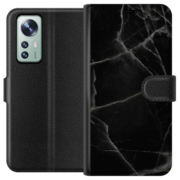 Xiaomi 12 Lompakkokotelo Musta marmori