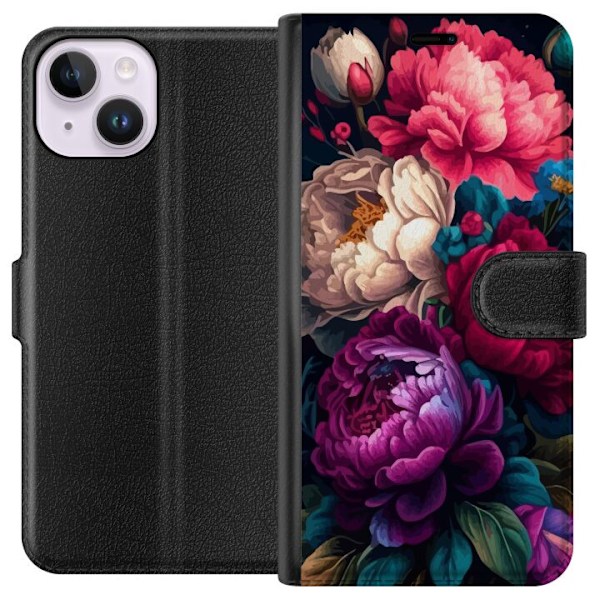 Apple iPhone 15 Lompakkokotelo Färgglada blommor