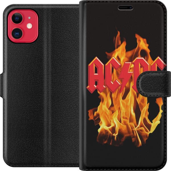 Kompatibelt Plånboksfodral till Apple iPhone 11 AC DC Eld Rock Band Musik