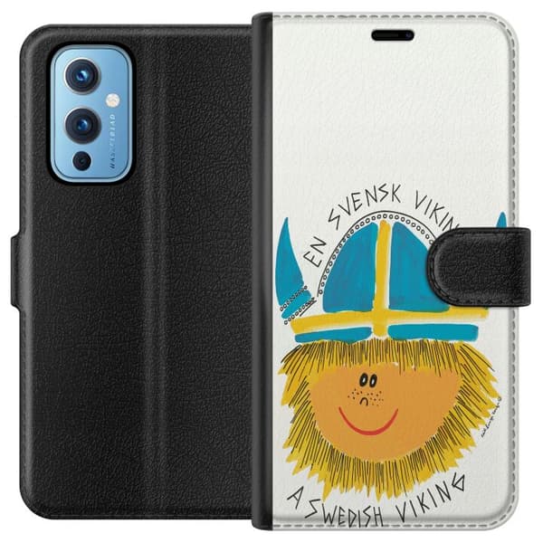 Kompatibelt Plånboksfodral till OnePlus 9 Svensk viking vit