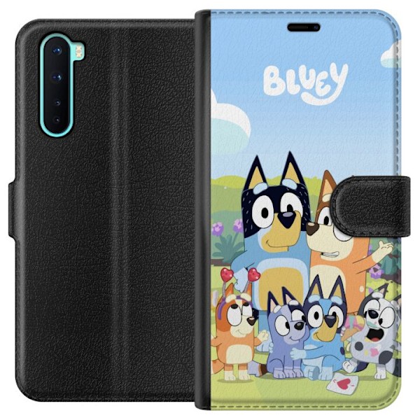 OnePlus Nord Plånboksfodral Bluey mobilskal med hela familjen i färgglad design