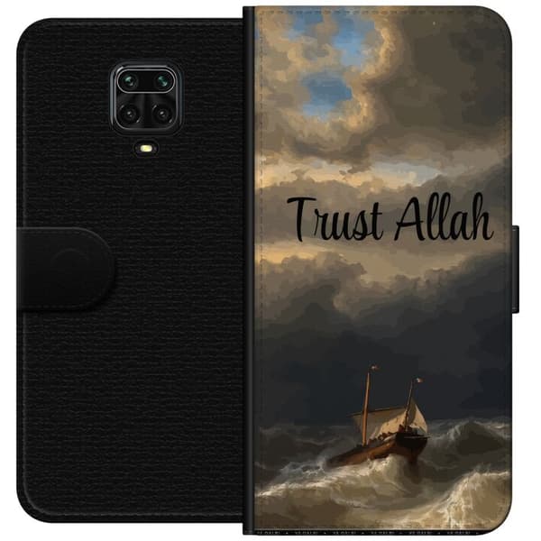 Kompatibelt Plånboksfodral till Xiaomi Redmi Note 9 Pro Trust Allah över stormigt hav brun