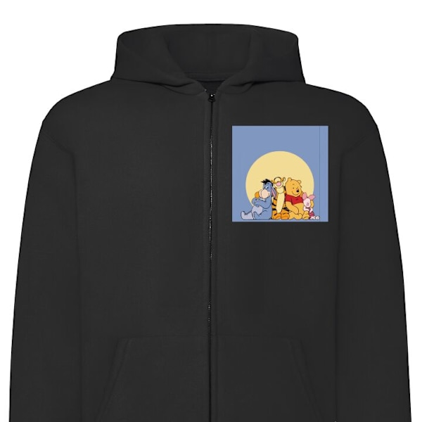 Zip-Hoodie | Huvtröja med Dragkedja för Vuxna Nalle Puh och svart M
