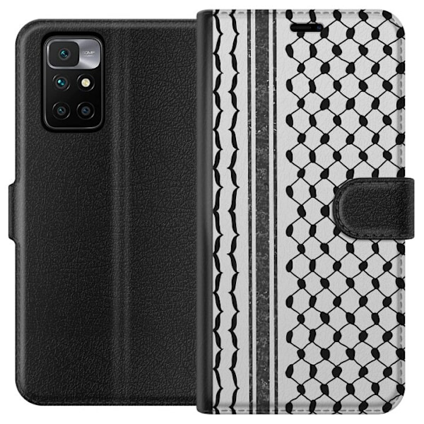 Xiaomi Redmi 10 Lompakkokotelo Palestiinalainen kuvio - perinteiseen tyyliin inspiroima keffiyeh-kangas