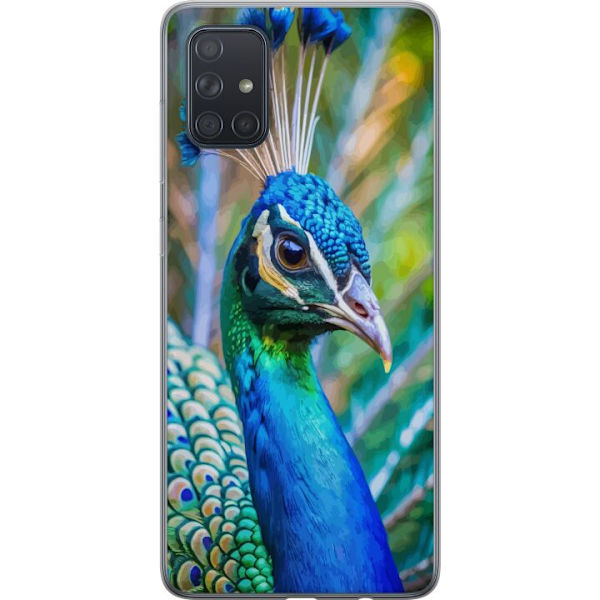 Samsung Galaxy A71 Läpinäkyvä kuori Pavun Sulat Värikäs Design Lintuaihe Eksoottinen Graafinen Suunnittelu Luonto Ylellinen Koristelu