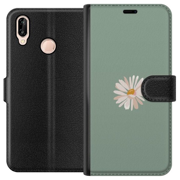 Huawei P20 lite Lompakkokotelo Vihreä Minimalikukka - tyylik