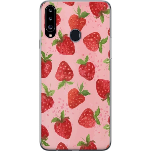 Samsung Galaxy A20s Läpinäkyvä kuori Mansikkahaaveet - Retr