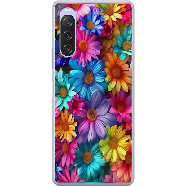 Sony Xperia 10 V Läpinäkyvä kuori Gerbera Kukat Värikäs Koriste Kukka Motiivi Suosittu Kotisisustus Väririkas Seinätaide Suunnittelu