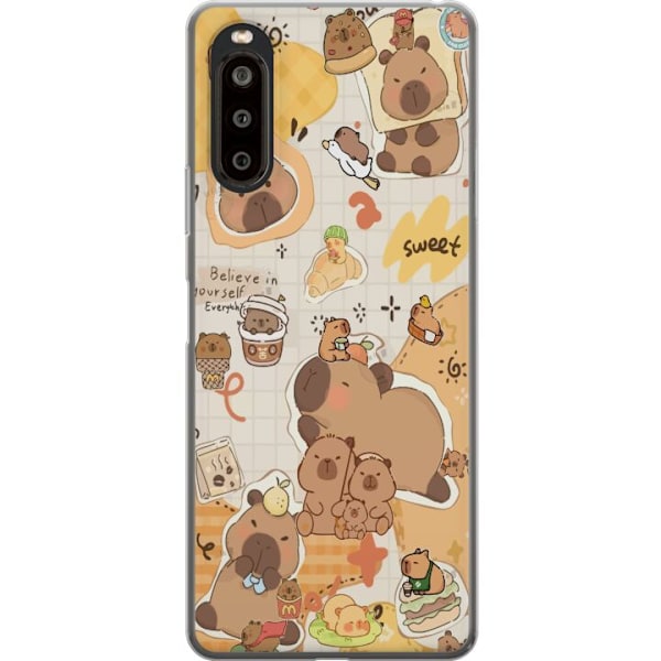 Sony Xperia 10 II Gennemsigtig cover Kawaii capybara mobilskal med gulliga djurmotiv