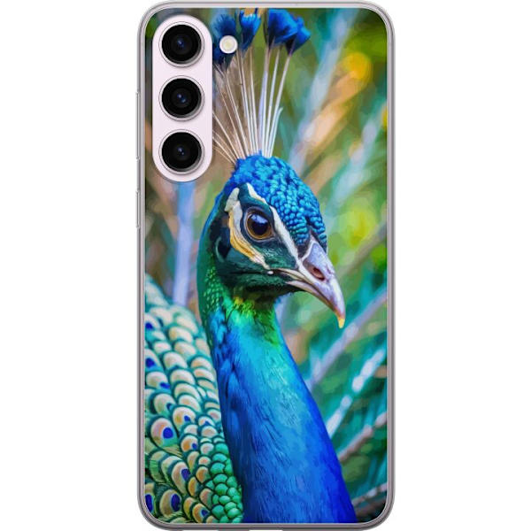 Samsung Galaxy S23+ Läpinäkyvä kuori Pavun Sulat Värikäs Design Lintuaihe Eksoottinen Graafinen Suunnittelu Luonto Ylellinen Koristelu