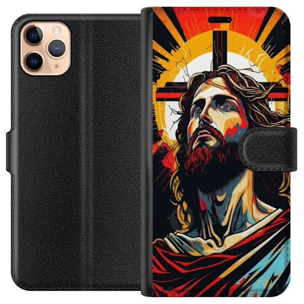 Apple iPhone 11 Pro Max Lompakkokotelo Jeesus ja Kortti - usko