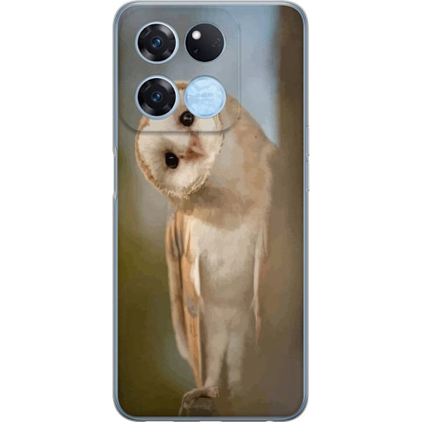 OnePlus Ace Racing Genomskinligt Skal Uggla Nyfiken Blick Fågelmotiv Skog Natur Grafiskt Design Populärt Motiv Djur Tema Dekoration