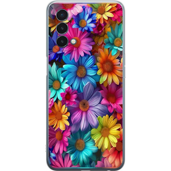 OnePlus Nord N200 5G Läpinäkyvä kuori Gerbera Kukat Värikäs Koriste Kukka Motiivi Suosittu Kotisisustus Väririkas Seinätaide Suunnittelu
