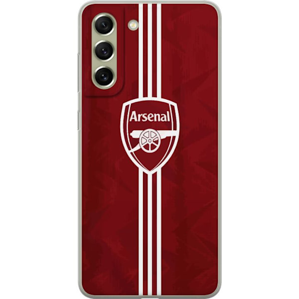 Samsung Galaxy S21 FE 5G Läpinäkyvä kuori Arsenal Emblem Jalkapallo Premier League Seuravaakuna Punainen Valkoinen Ikoninen Fanit Lontoo Urheilu Mo